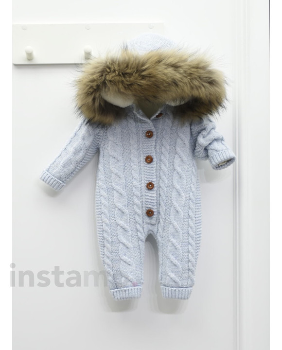 Dětský modrý overal s pravou kožešinou-258393-20