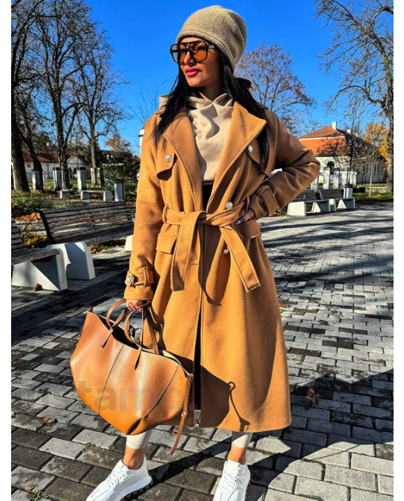 Hnědý dlouhý kabát-323430-20