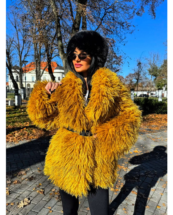 Žlutý kožešinový kabát-323406-20