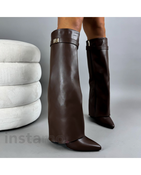 Hnědé vysoké kozačky-321560-20