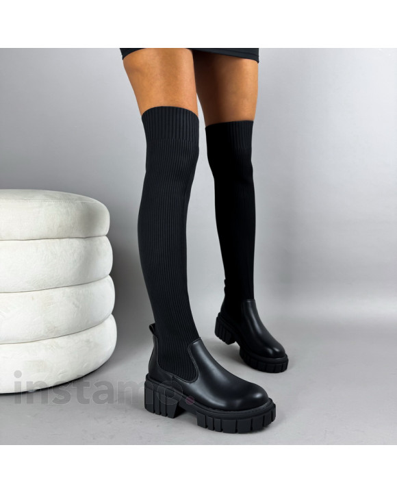 Černé vysoké kozačky-322447-20