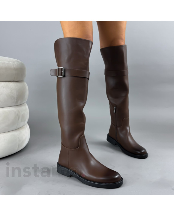 Hnědé vysoké kozačky-323360-20