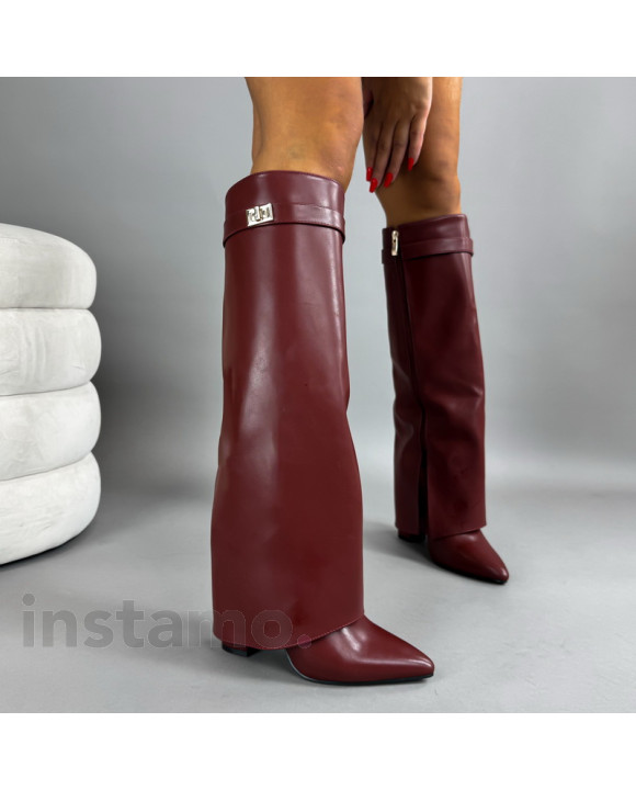 Vínové vysoké kozačky-321334-20