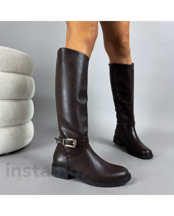 Hnědé vysoké kozačky-323104-20