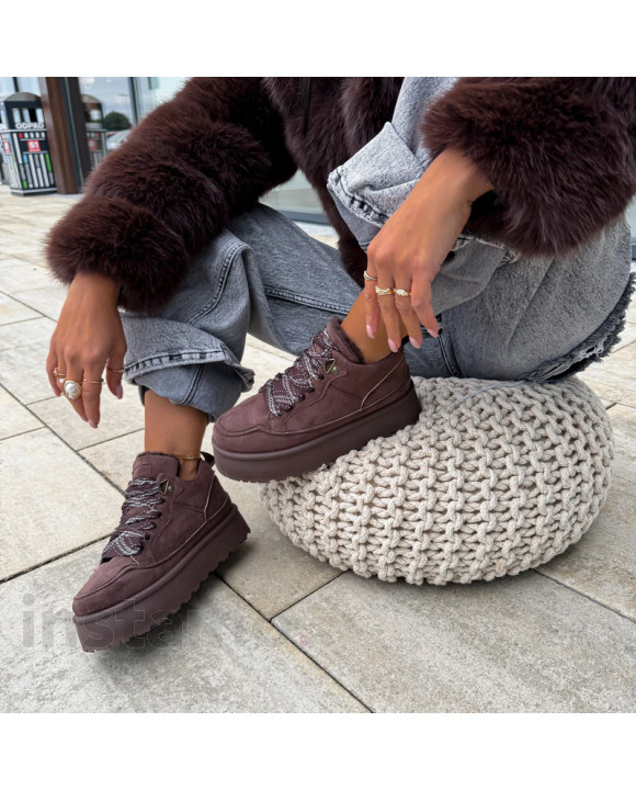 Tmavě hnědé zateplené tenisky-322540-20