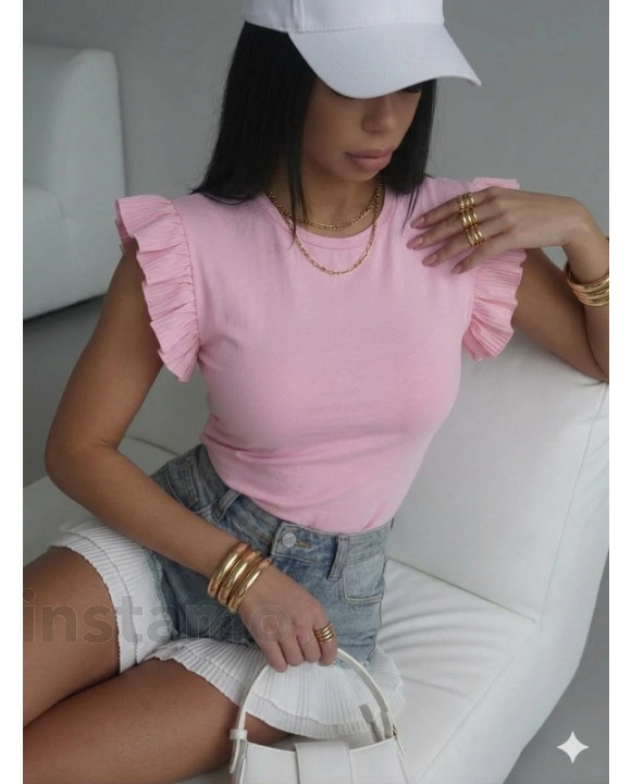 Růžové tričko s volánem-326323-20