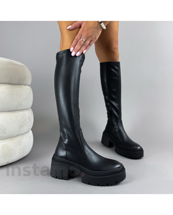 Černé vysoké kozačky-309670-20