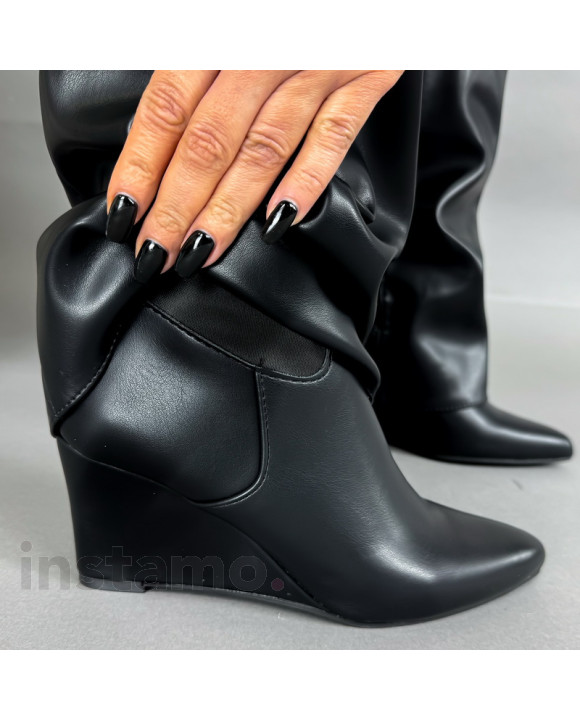 Černé vysoké kozačky na platformě-323650-20