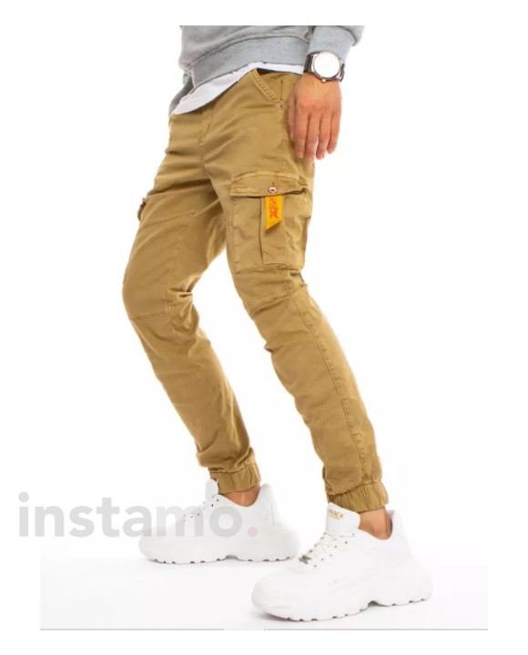 Hořčicové džíny v pase na gumu-245898-20