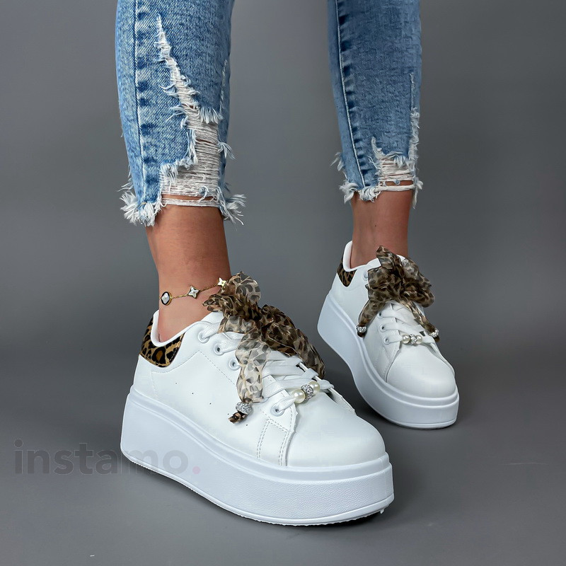 Bílé tenisky s leopradím vzorem-314878-34