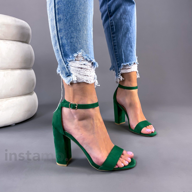 Zelené semišové sandálky na podpatku-246468-311