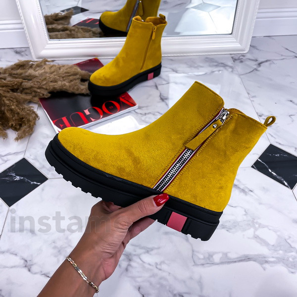 Žluté semišové kotníkové boty-254638-314