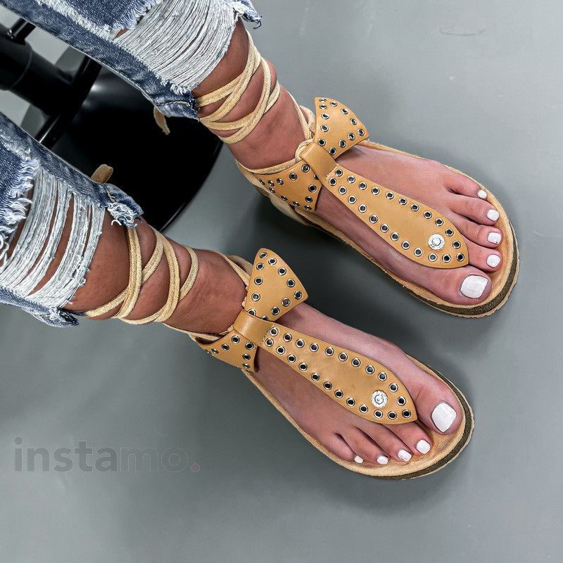 Béžové šněrovací sandálky-237109-35