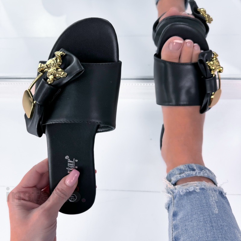 Černé pantofle s ozdobou-298842-32