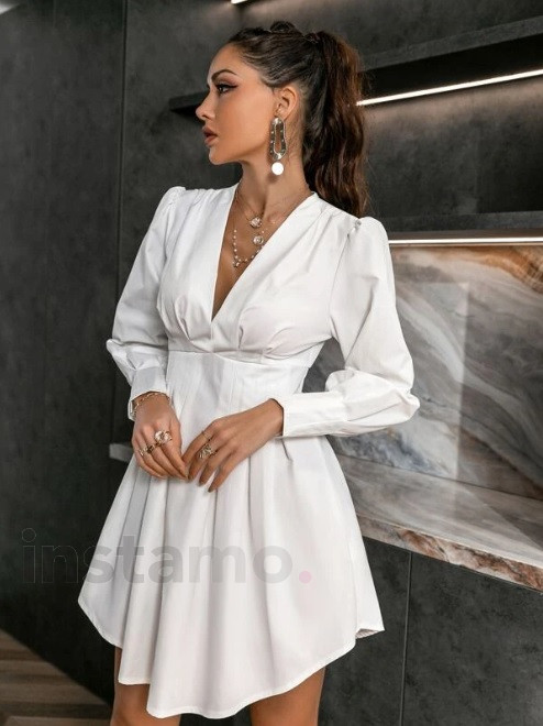 Bílé šaty s dlouhým rukávem-282859-33
