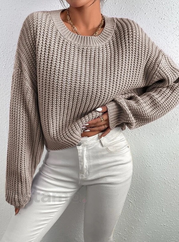 Světle hnědý krátký svetr-279794-315