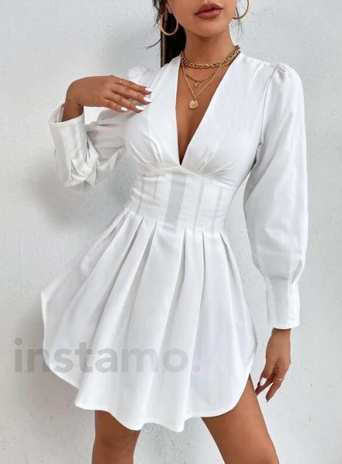 Bílé šaty s dlouhým rukávem-269425-36