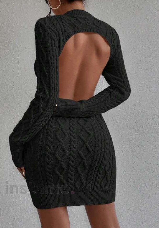 Černé pletené šaty s odhalenými zády-296866-32