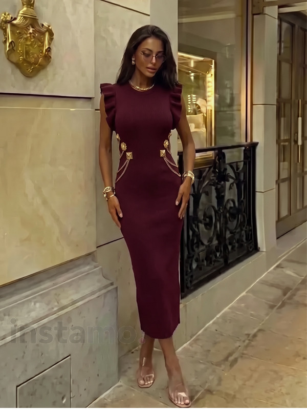 Bordové vroubkované midi šaty-330381-31