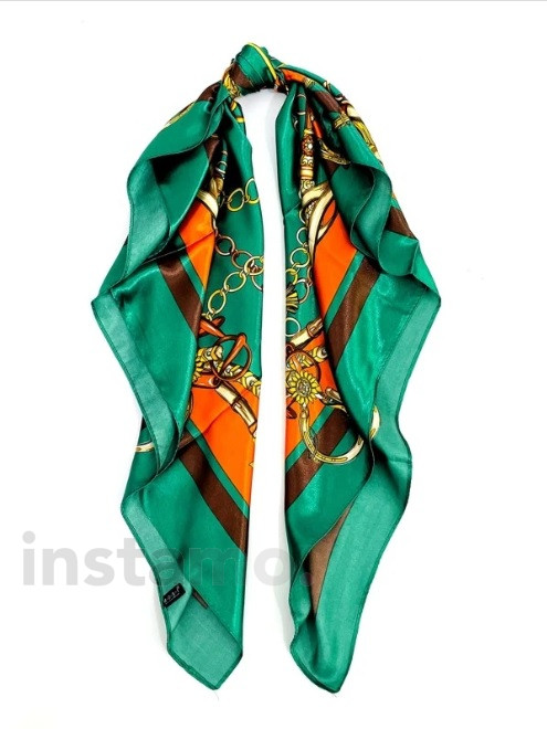 Zelený vzorovaný saténový šátek-270913-316