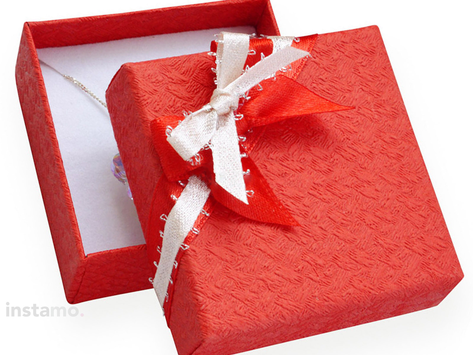 Červená papírová dárková krabička s mašlí-278271-31