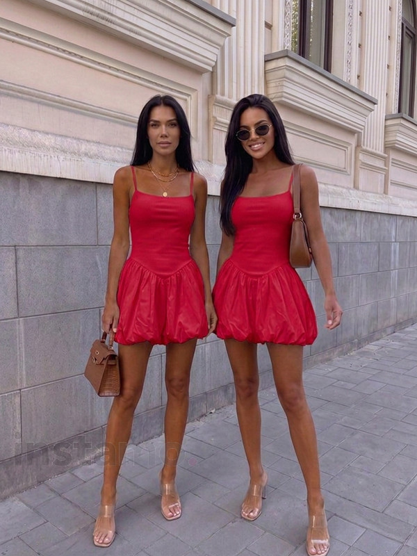 Červené PUFFY šaty-329387-33