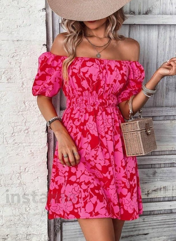 Růžové vzorované šaty-302430-33
