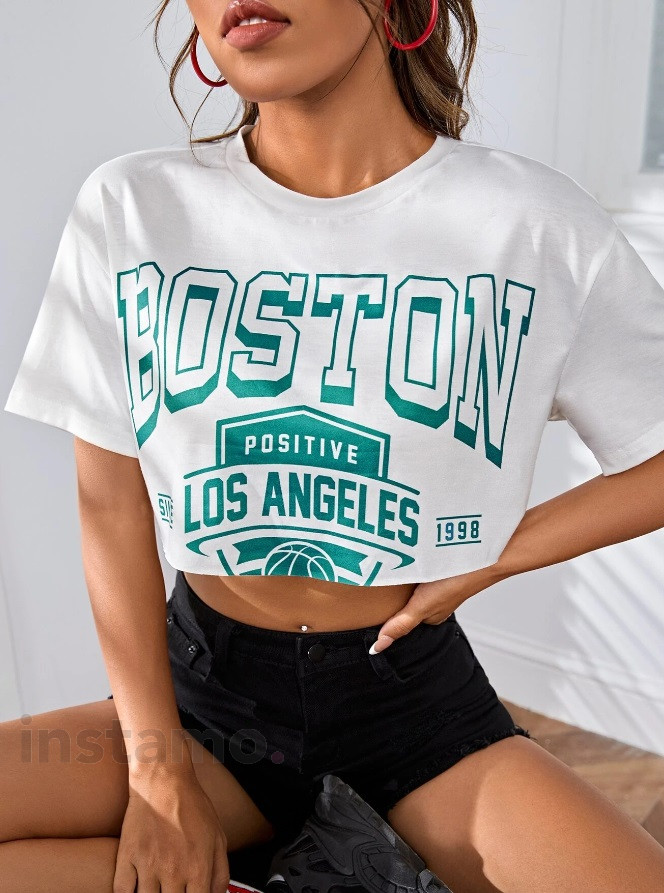 Bílý crop top BOSTON-308226-32
