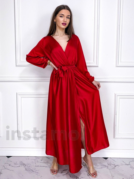 Červené dlouhé saténové šaty-259914-314