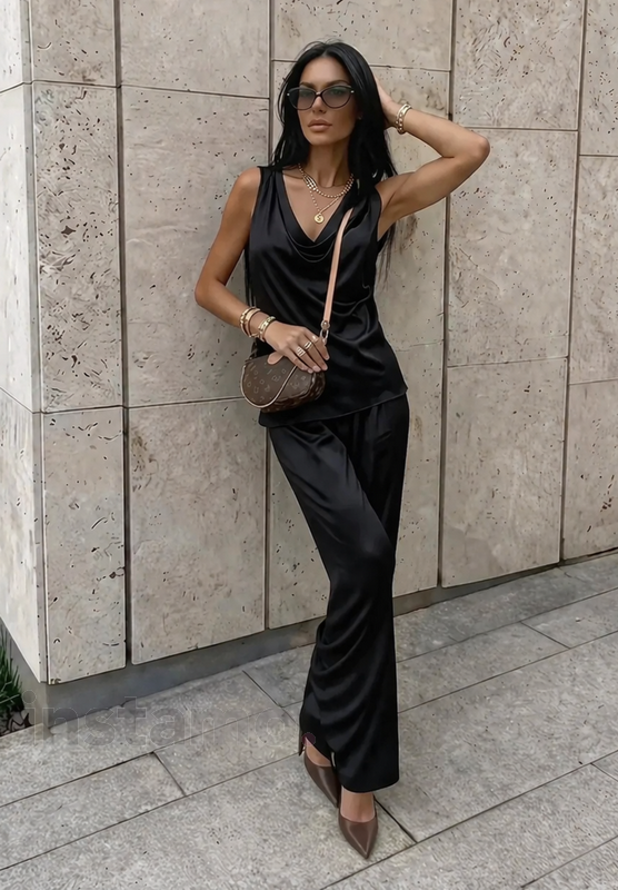 Černý saténový komplet-327074-38