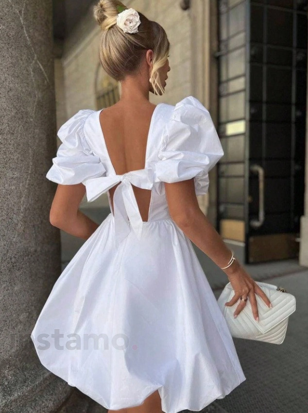 Bílé PUFFY šaty s odhalenými zády-316624-33
