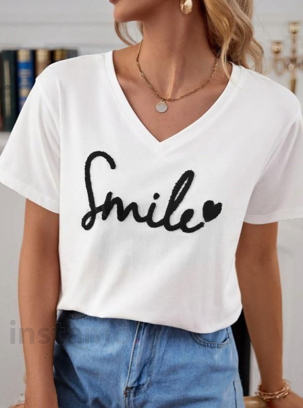 Bílé tričko SMILE-302783-33