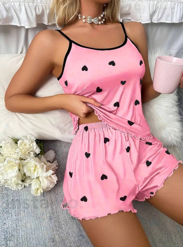 Růžové srdíčkové pyžamo-303213-36