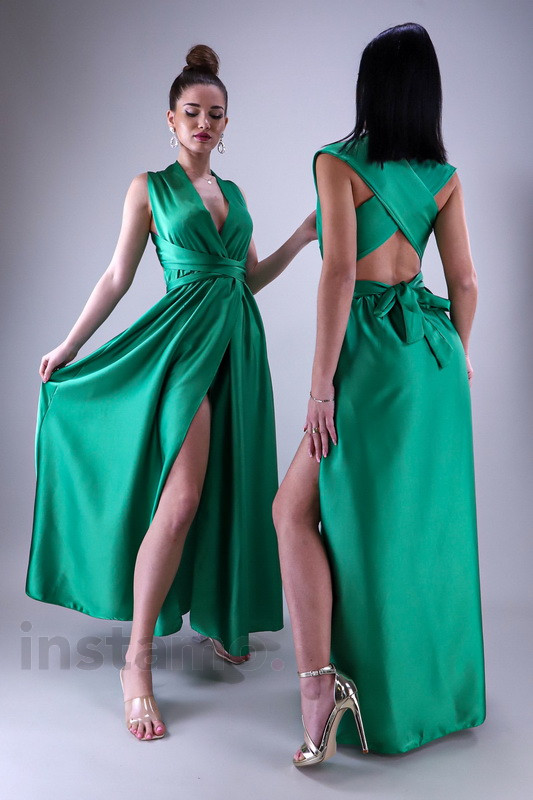 Zelené dlhé saténové šaty-265256-31