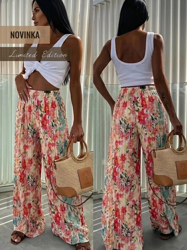 Růžové květinové kalhoty-328945-315