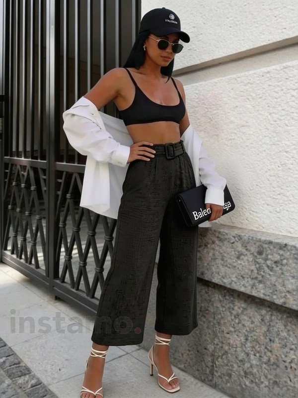 Černé mušelínové kalhoty-326317-31