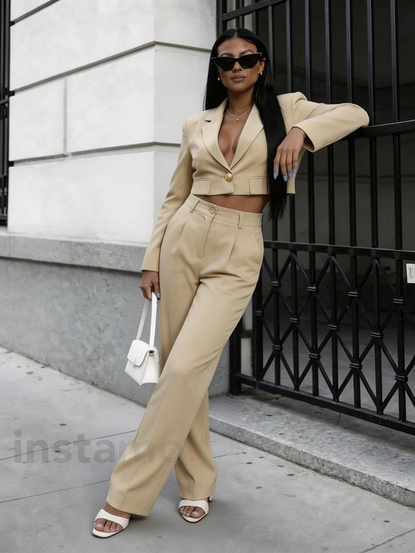 Béžový kalhotový komplet-326584-34