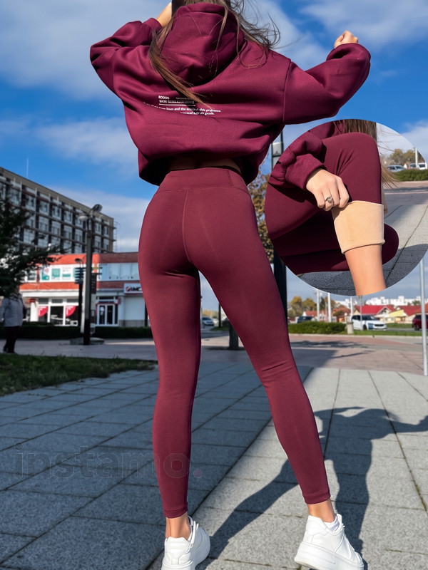Vínové zateplené legíny-330953-31