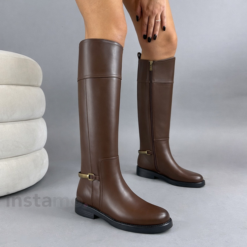 Hnědé vysoké kozačky-323454-314