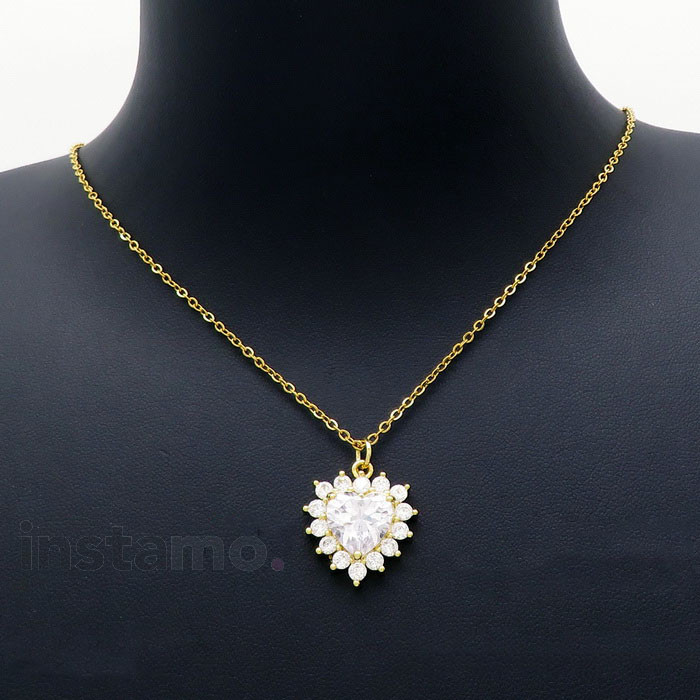 Dámský pozlacený náhrdelník s přívěskem srdce-275950-32