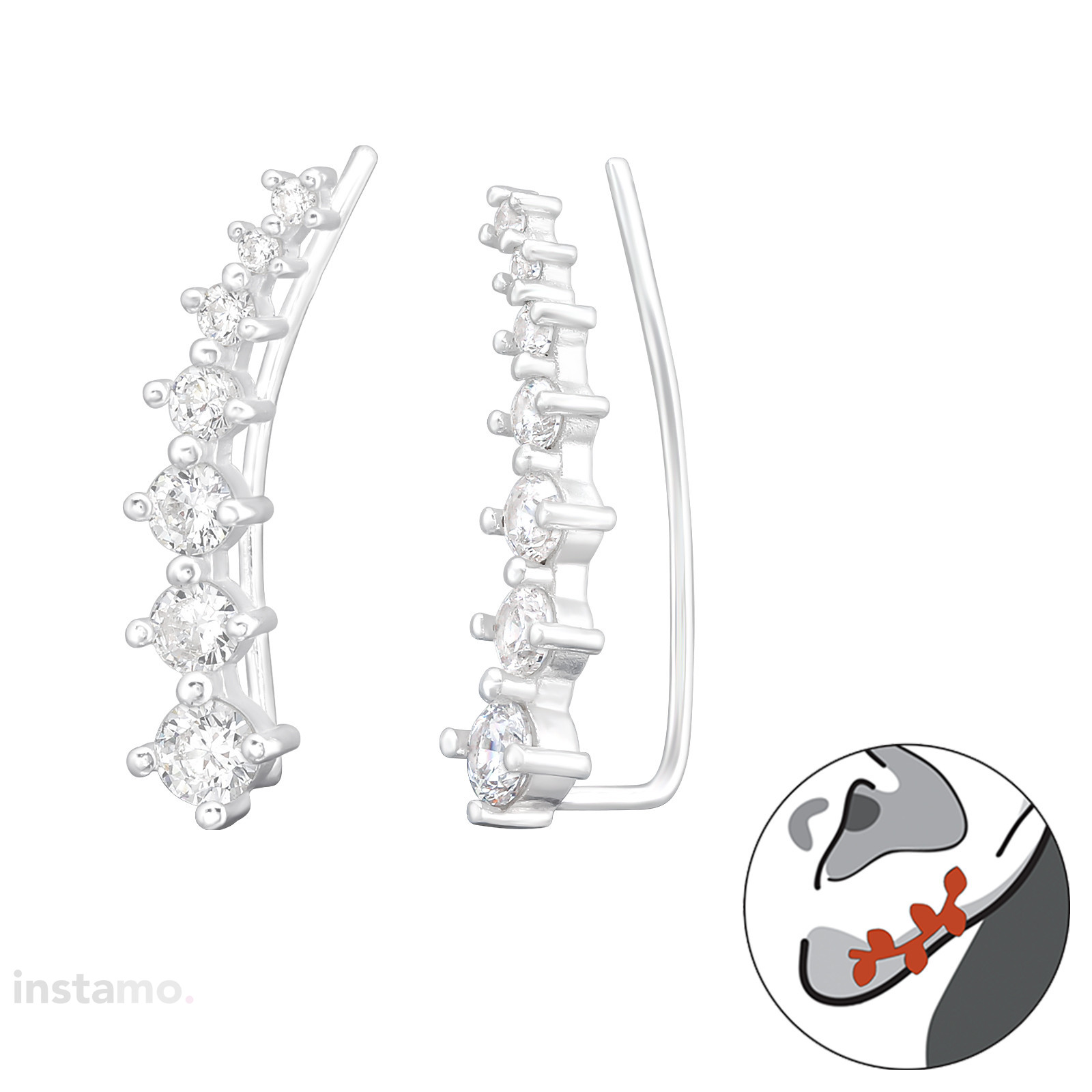 Stříbrné náušnice ear cuff-313588-314