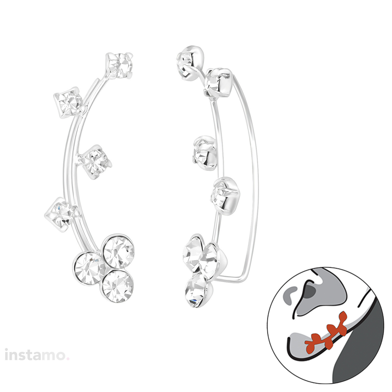 Stříbrné náušnice ear cuff-313570-313