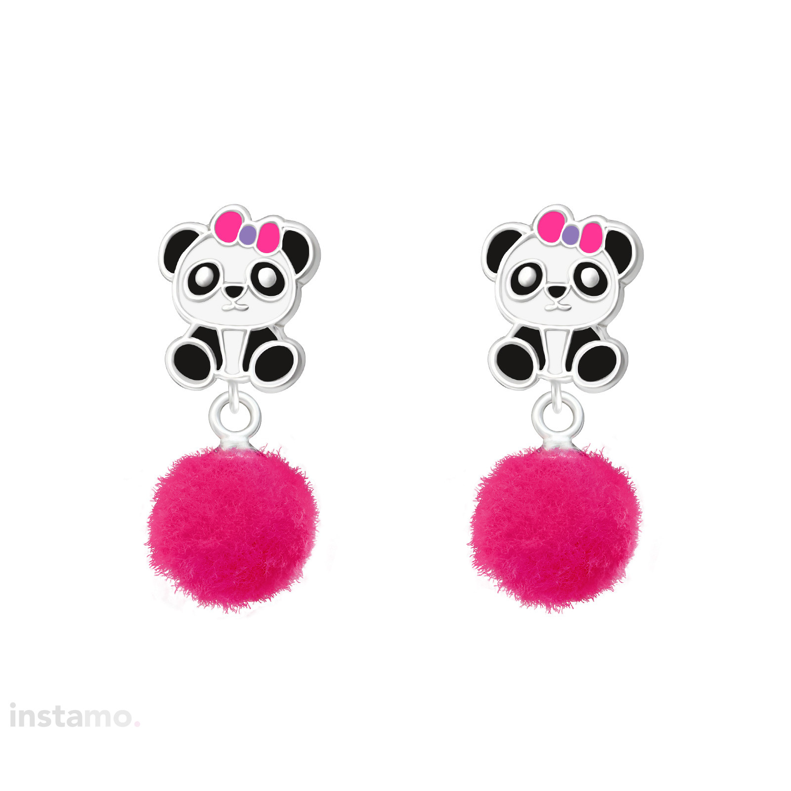Dětské stříbrné náušnice panda-232079-32