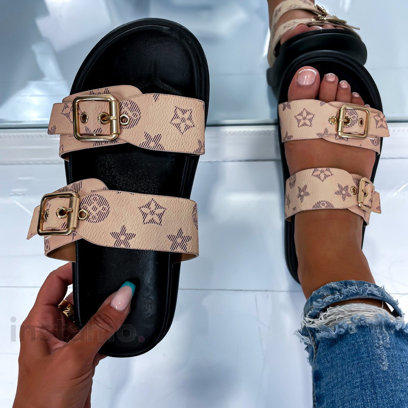 Béžové vzorované pantofle-287417-31