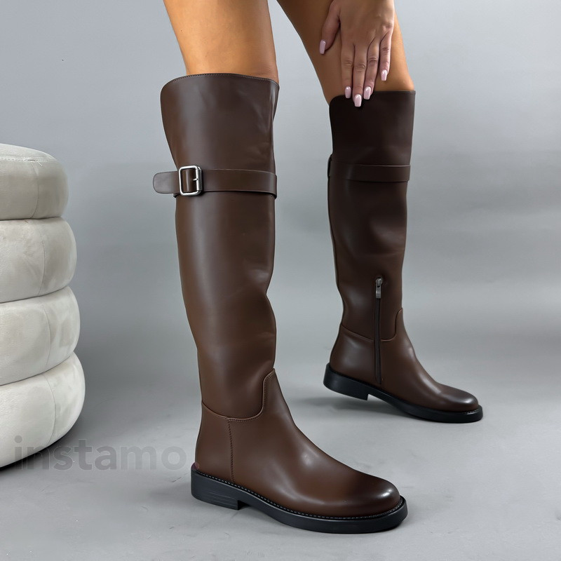 Hnědé vysoké kozačky-323360-31