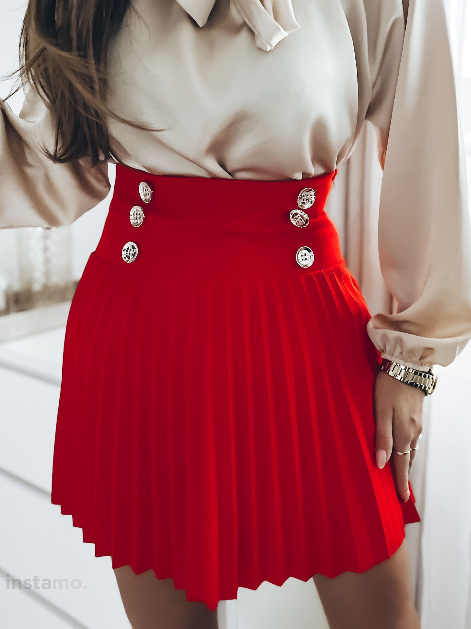 Červená plisovaná sukně-283590-32