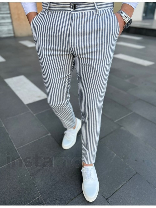 Bílé pruhované pánské kalhoty-285997-31