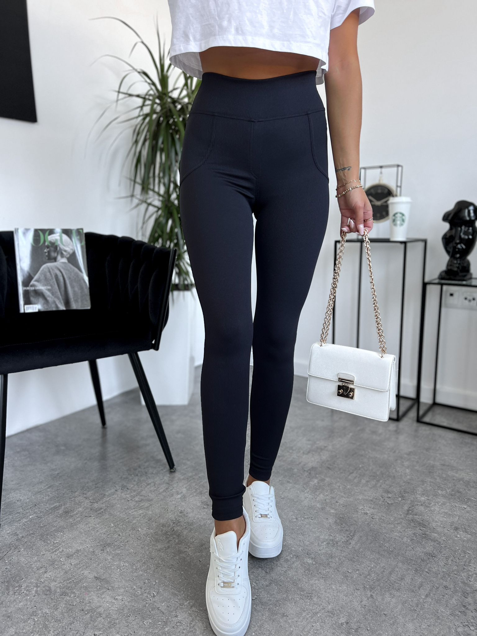 Černé vroubkované legíny-291927-32