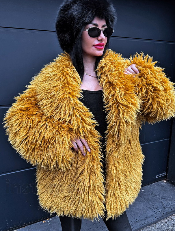 Žlutý kožešinový kabát-323406-31