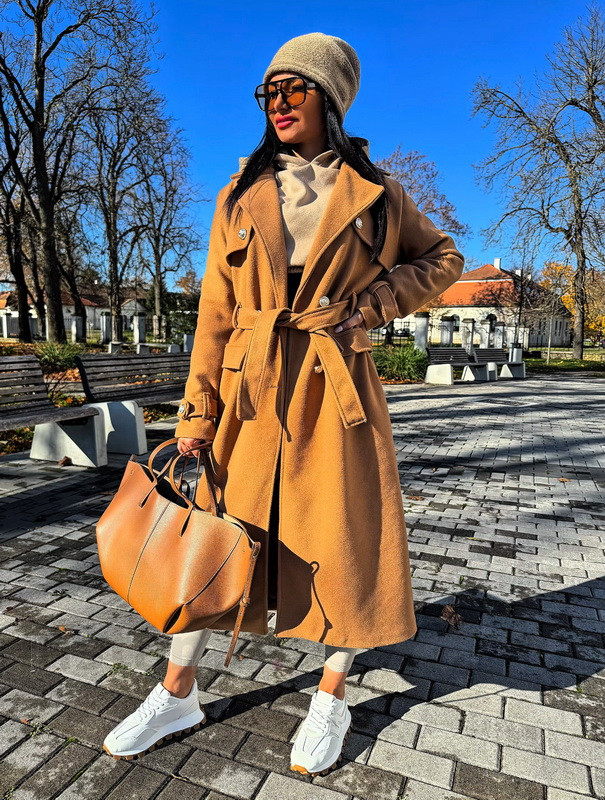 Hnědý dlouhý kabát-323430-34